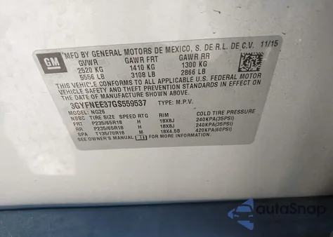 2016 Cadillac Srx Luxury Collection from USA, damaged, VIN 3GYFNEE37GS559537